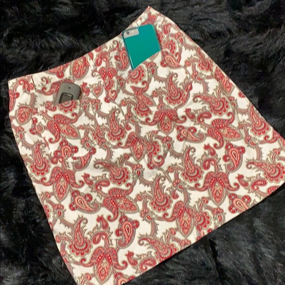 Charter Club Paisley Red & White Skirt 12 - Picture 4 of 7